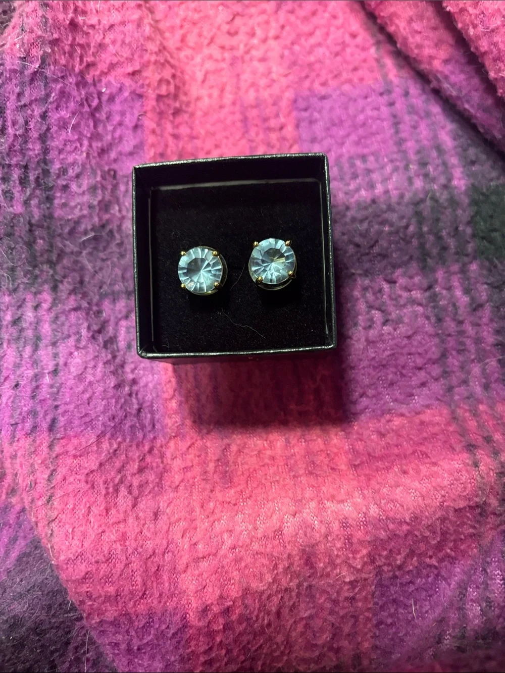 kate spade Gold-Tone Stud Earrings with Light Blue Crystals